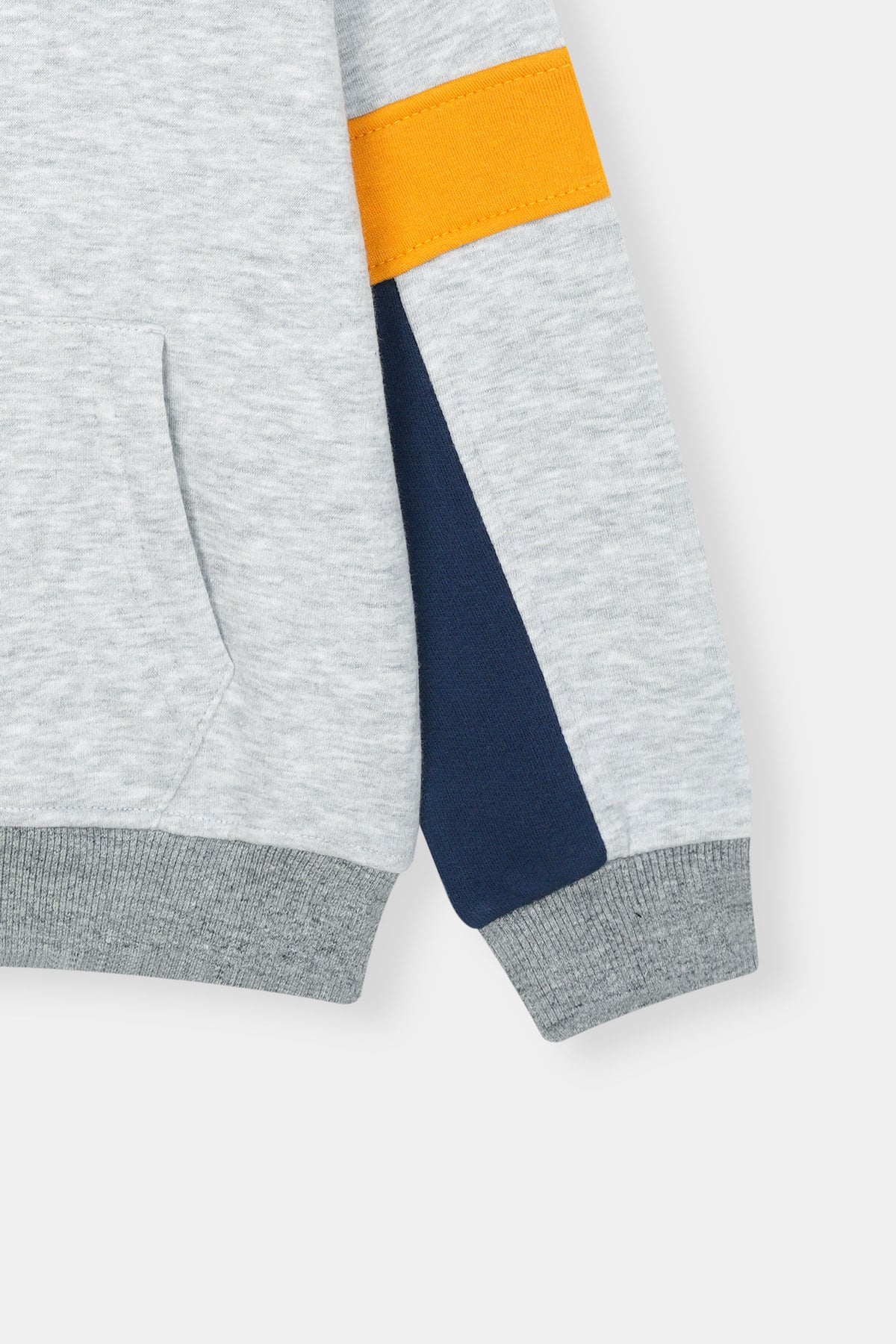 Sporty Stripes Boys' Zip-Up Tracksuit – Heather Grey with Navy & Orange Accents