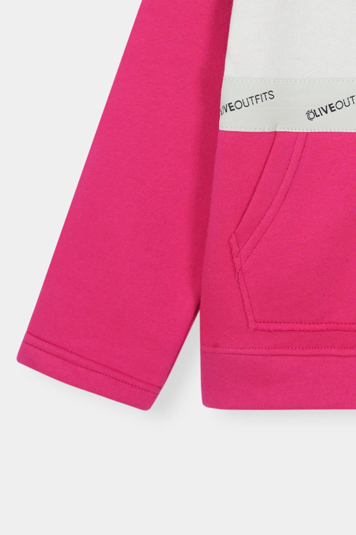 Bold Pink & White Colorblock Hoodie Set – Playful Street Style