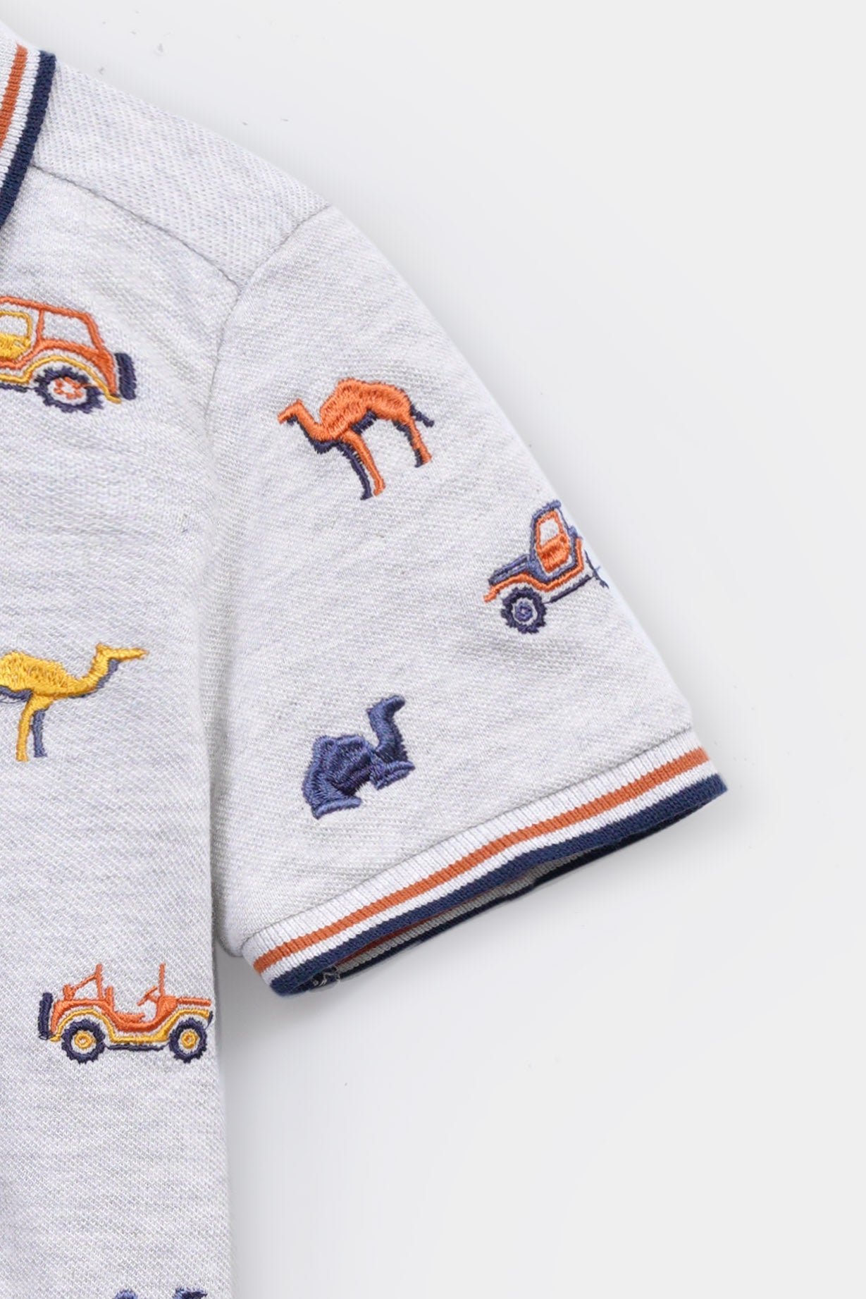 Boys All-Over Embroidered Soft Cotton Polo Shirt