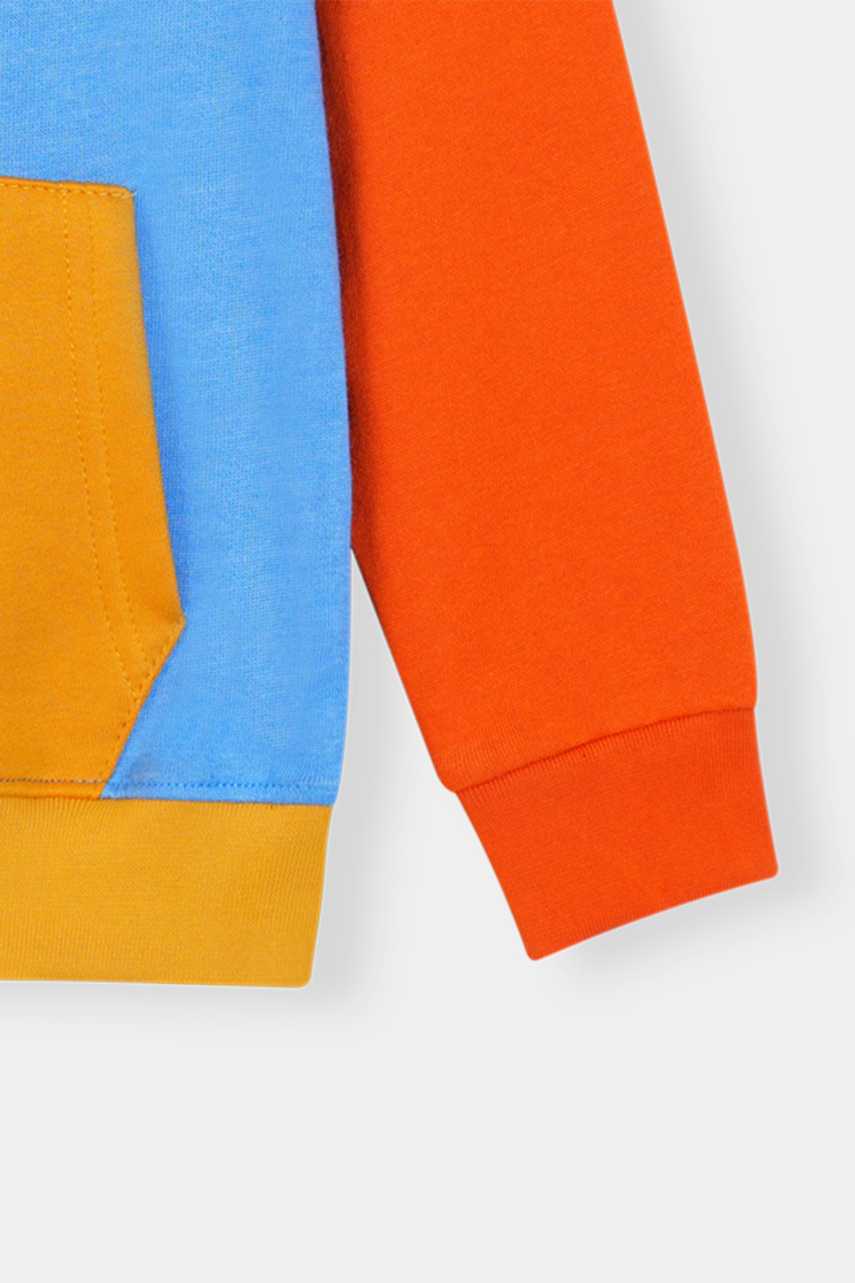 Boys Colorblock Hoodie & Jogger Set – Blue, Orange & Mustard