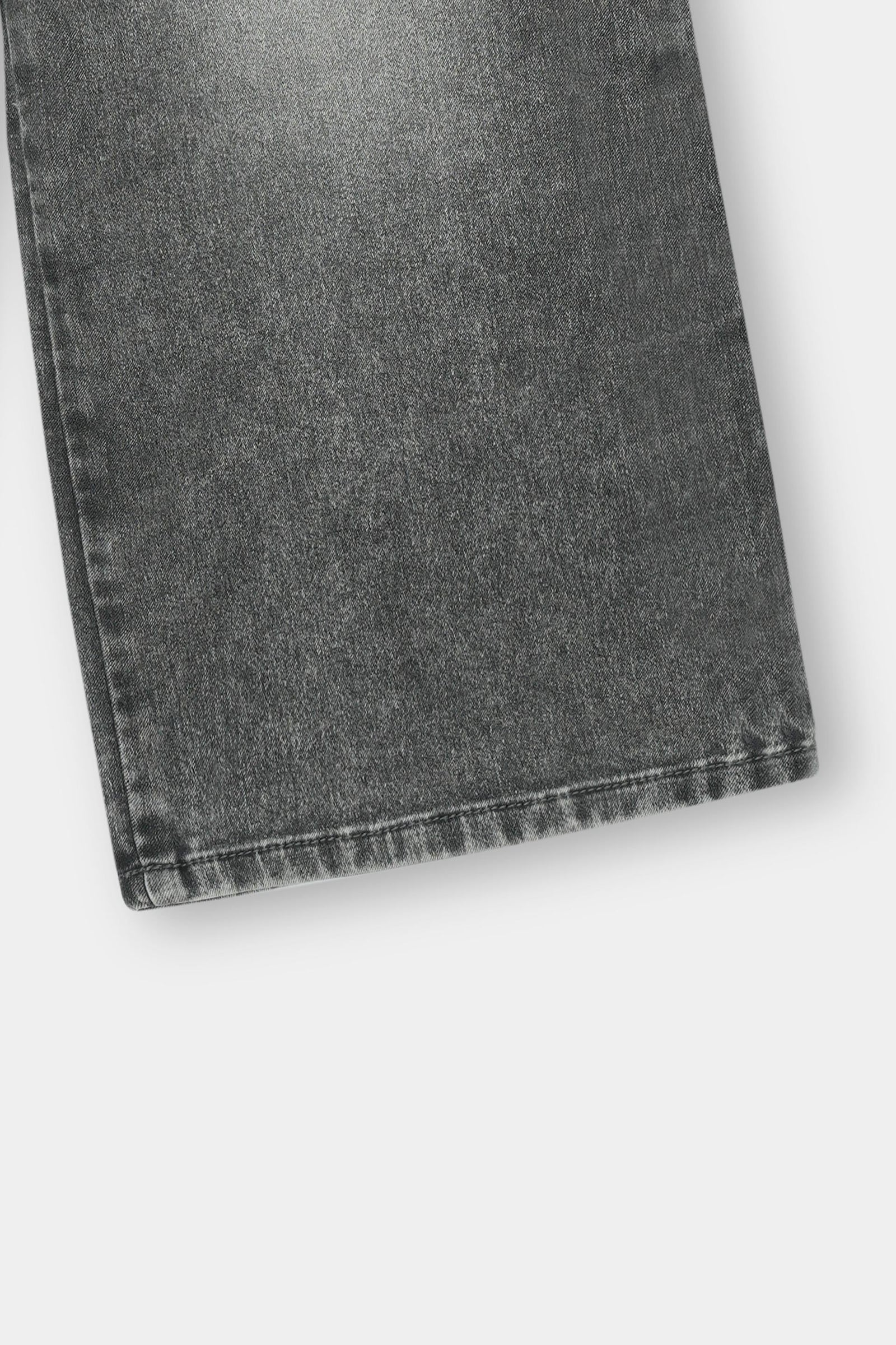 Faded Grey Wide-Leg Denim Jeans for Girls