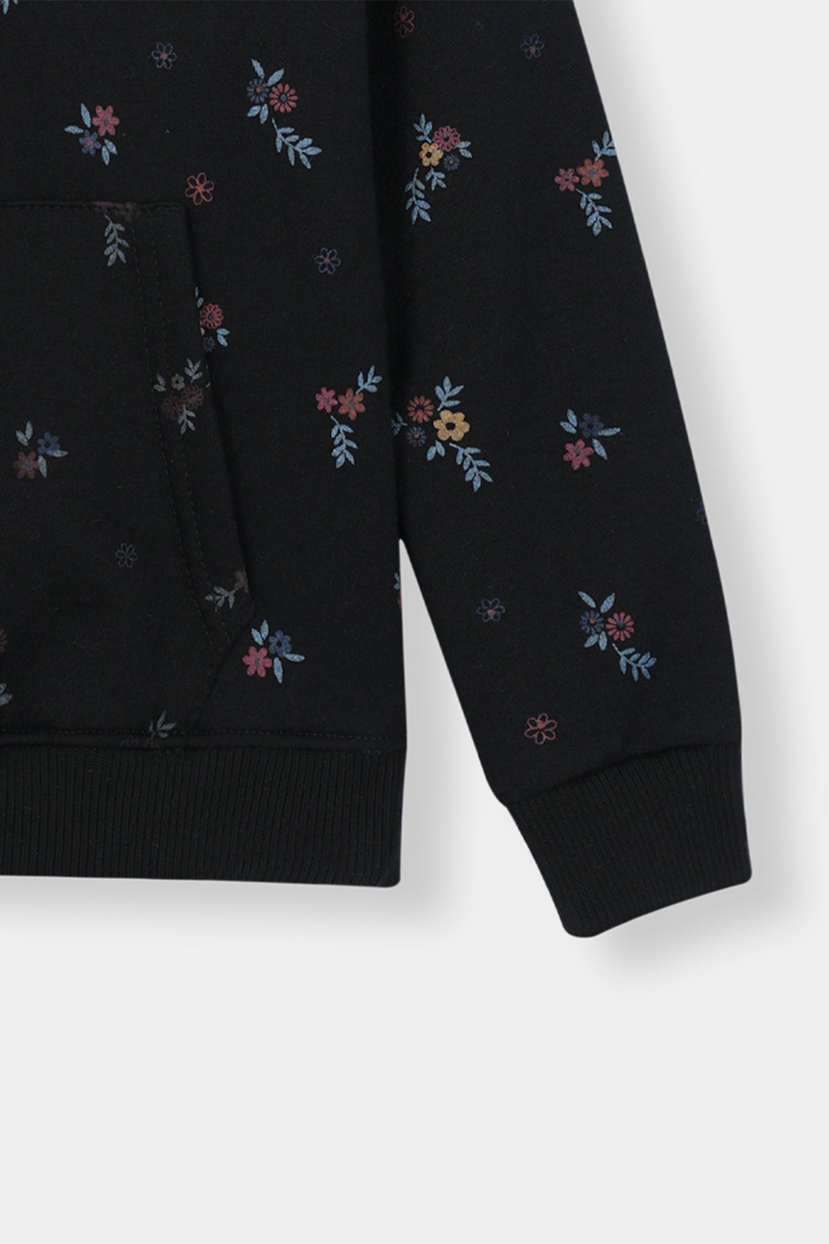 Boys Cozy Floral Black Hoodie and Jogger Set