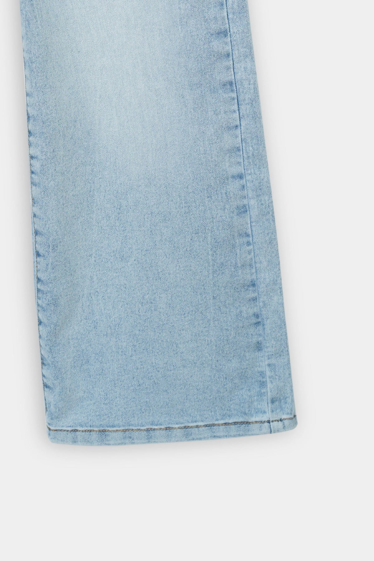 Soft Blue Wide-Leg Stretch Denim Jeans for Girls