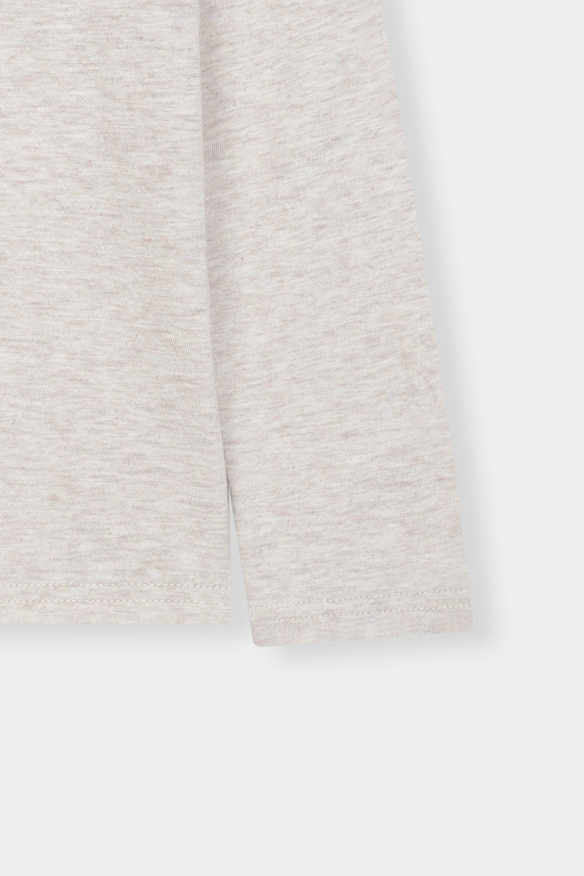 Casual Cotton-Blend Long Sleeve T-Shirt – Light Grey