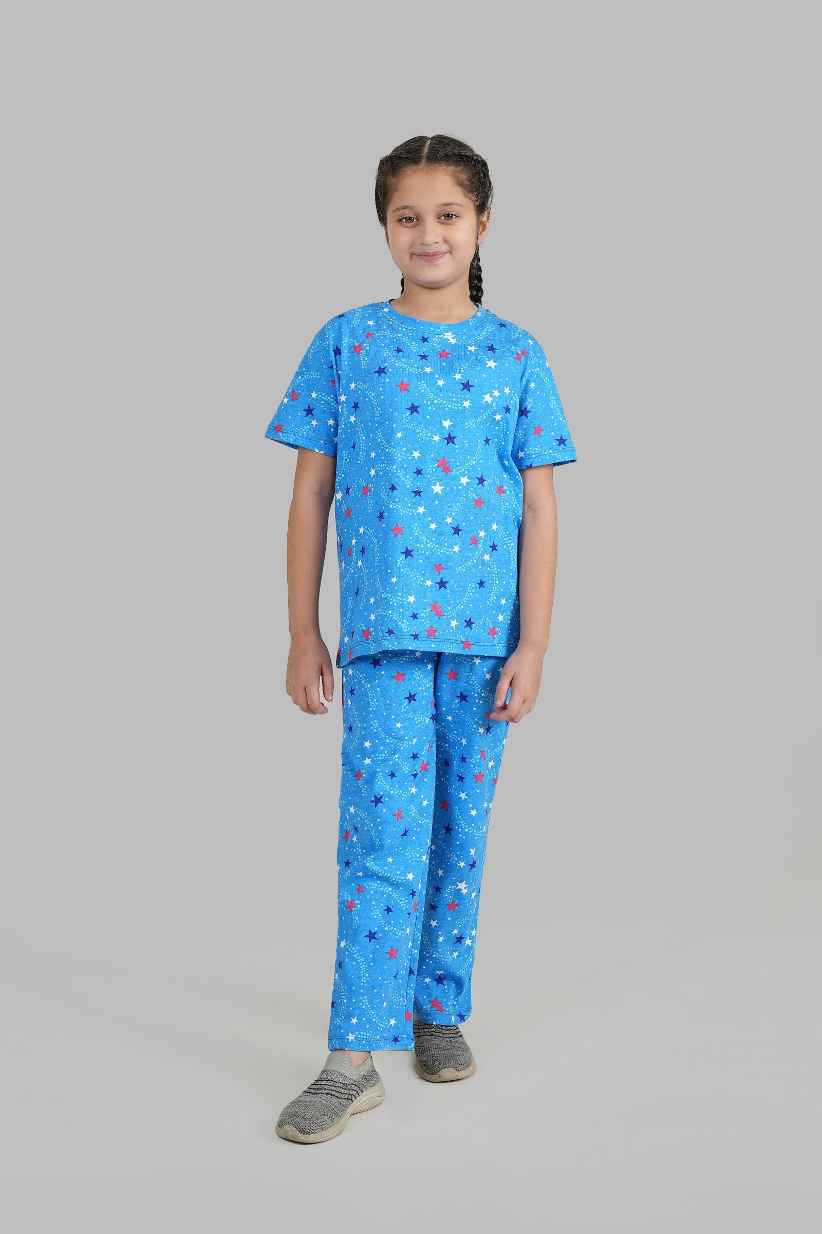 Girls All-Over Printed Soft Cotton Night Suit