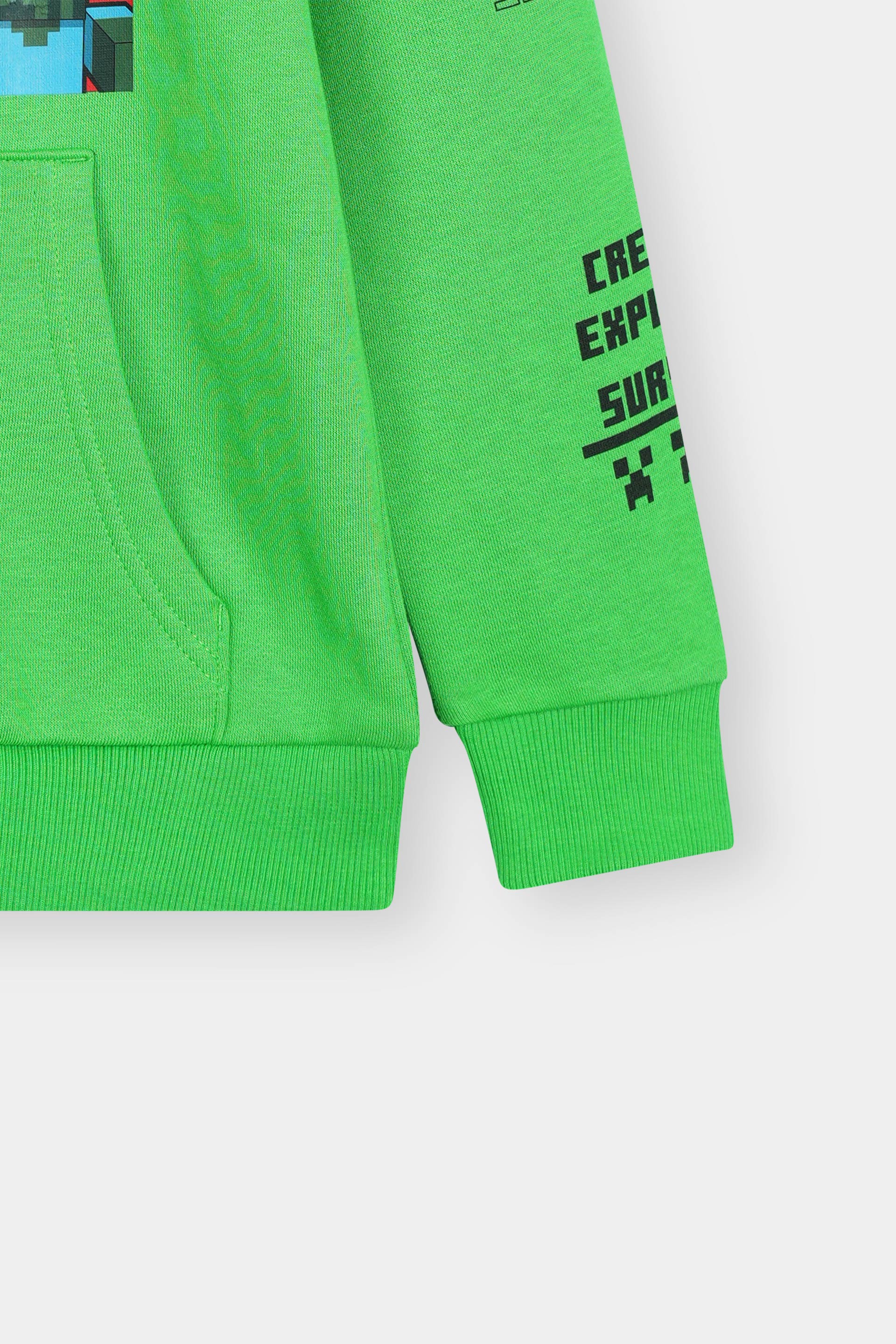 Minecraft Hoodie and Jogger Set – Vibrant Green and Gray Comfort Wear