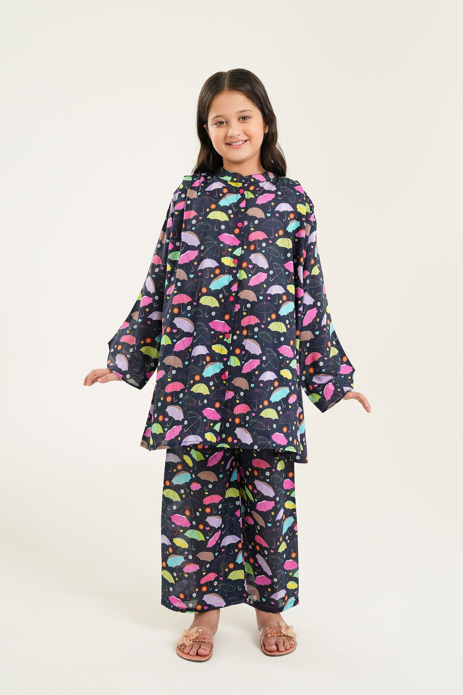 "Rainy Day Fun - Girls Umbrella Print Co-Ord Set"