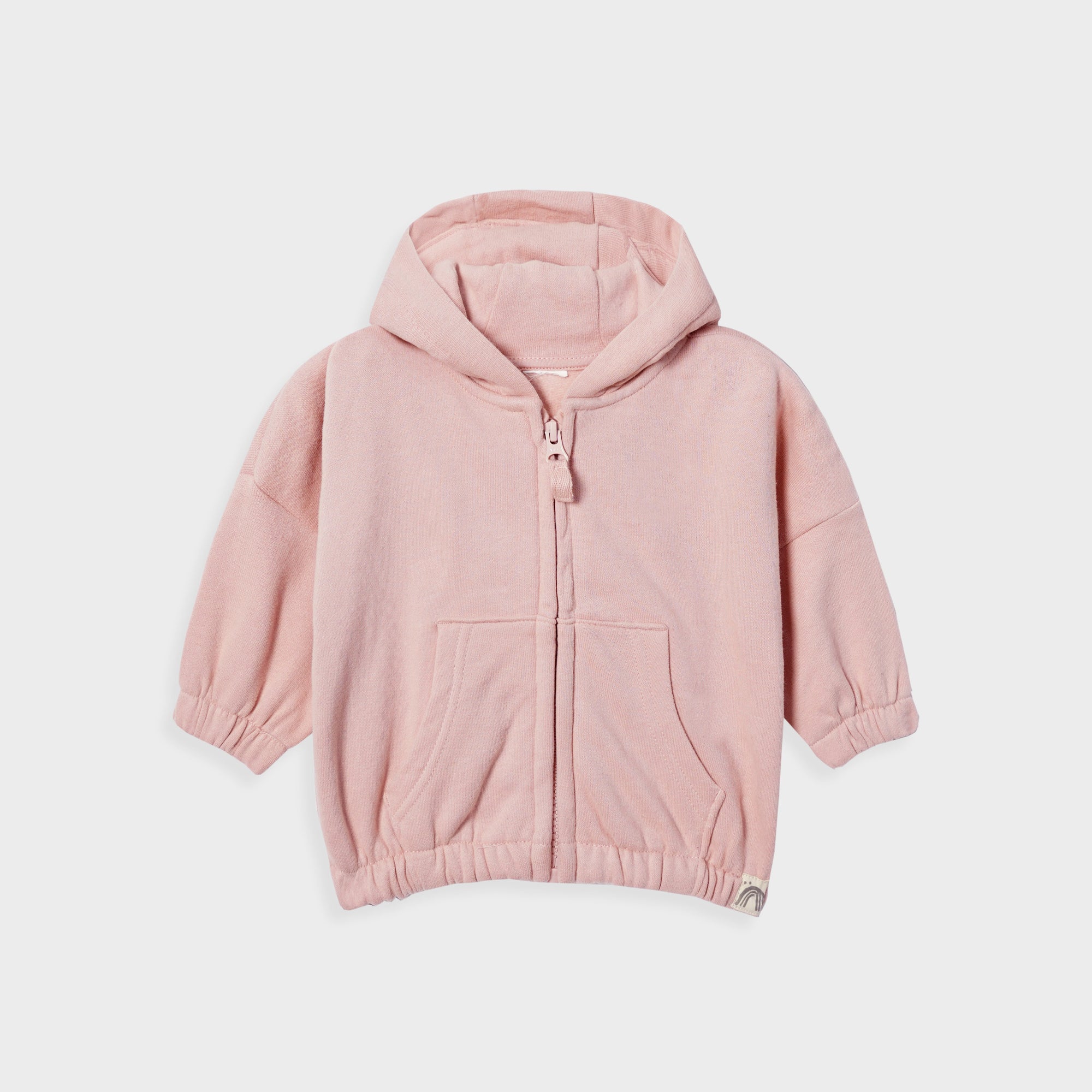 Girls Premium Quality Down Shoulder Basic Zipper Hoodie