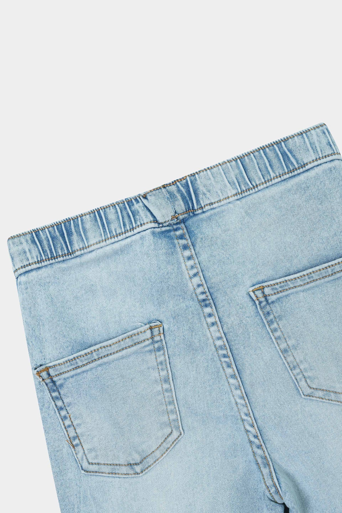 Soft Blue Wide-Leg Stretch Denim Jeans for Girls