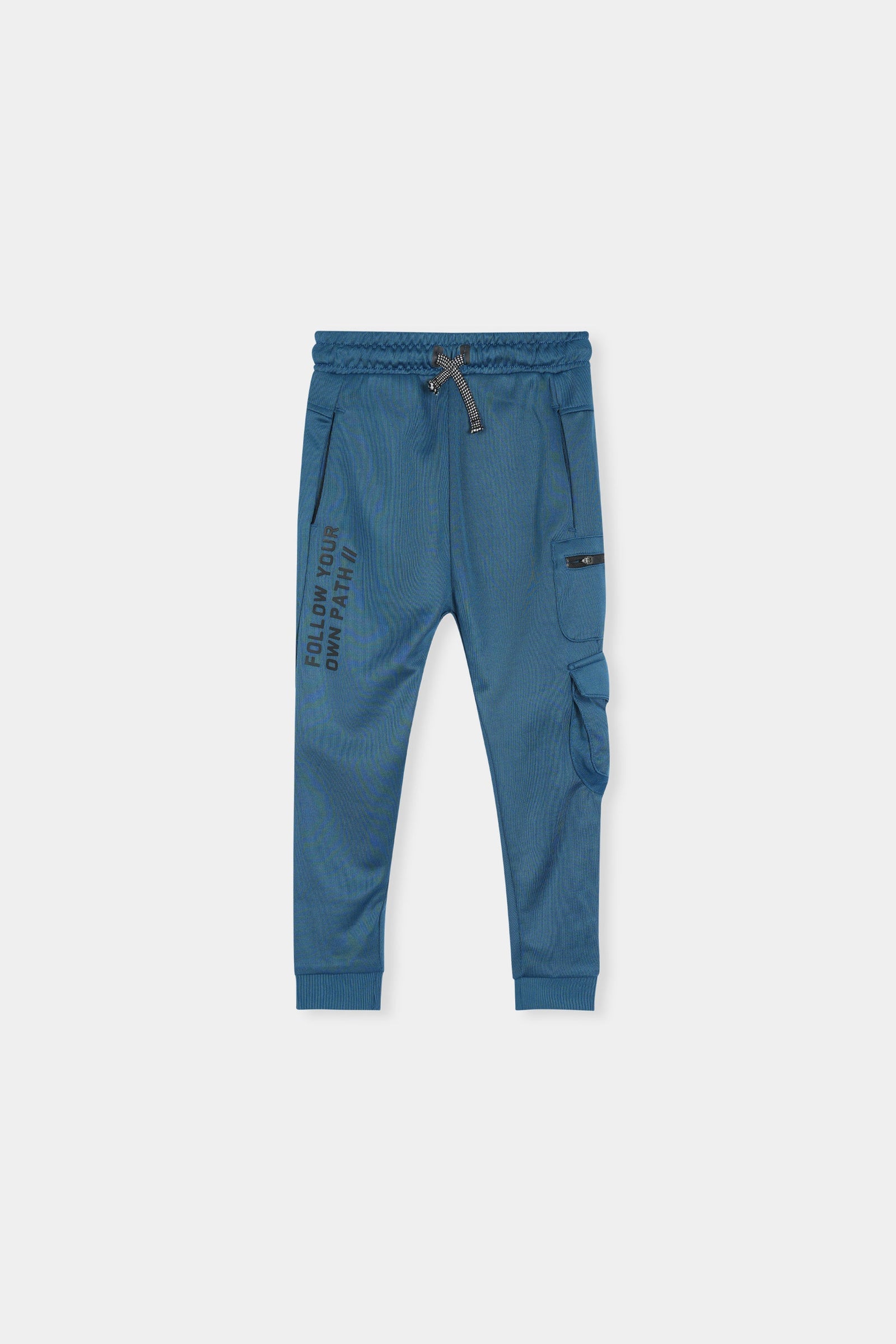 Teal Zip-Up Hoodie and Joggers Set with Motivational Print