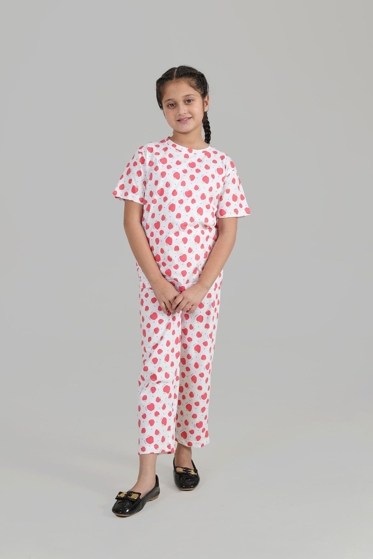 Girls All-Over Printed Soft Cotton Night Suit