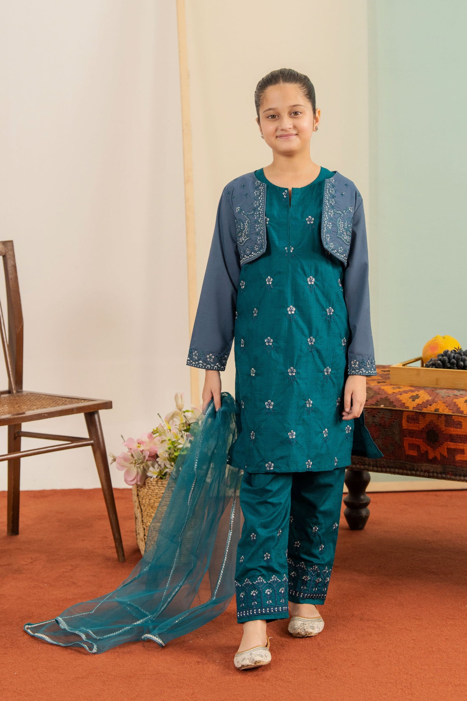 Aqua Blossom Ensemble - 4 Piece Suit