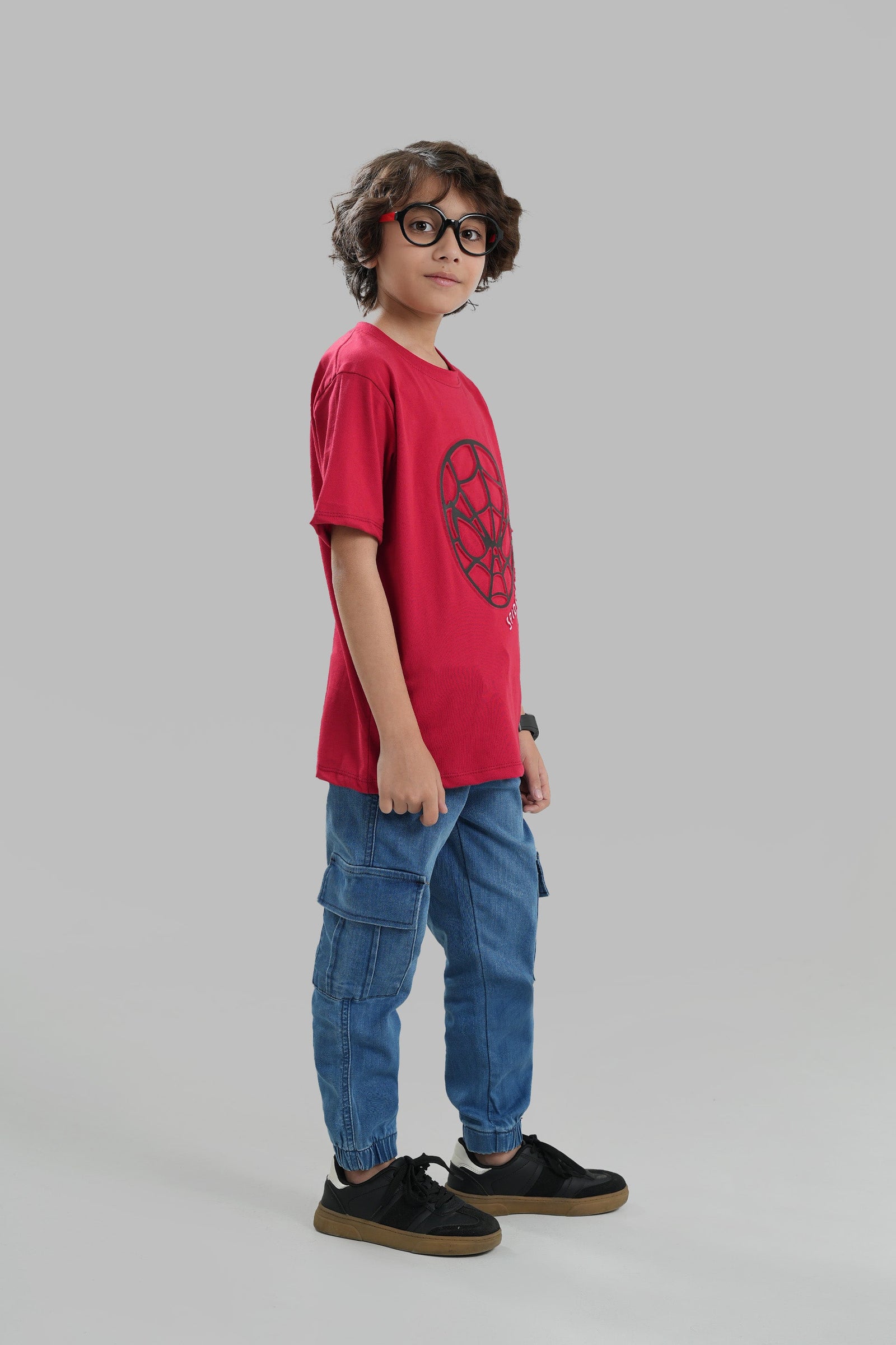 Boys Spiderman Embossed T Shirt