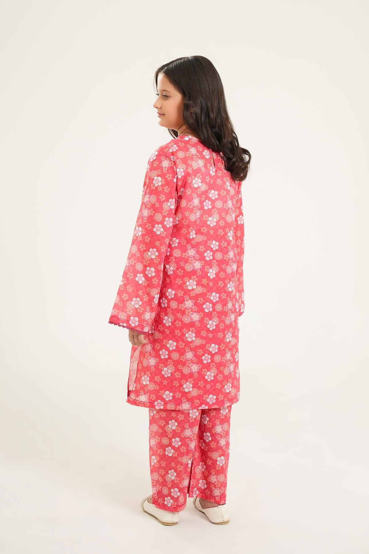 Floral Bliss Pink Printed Suit for Girls