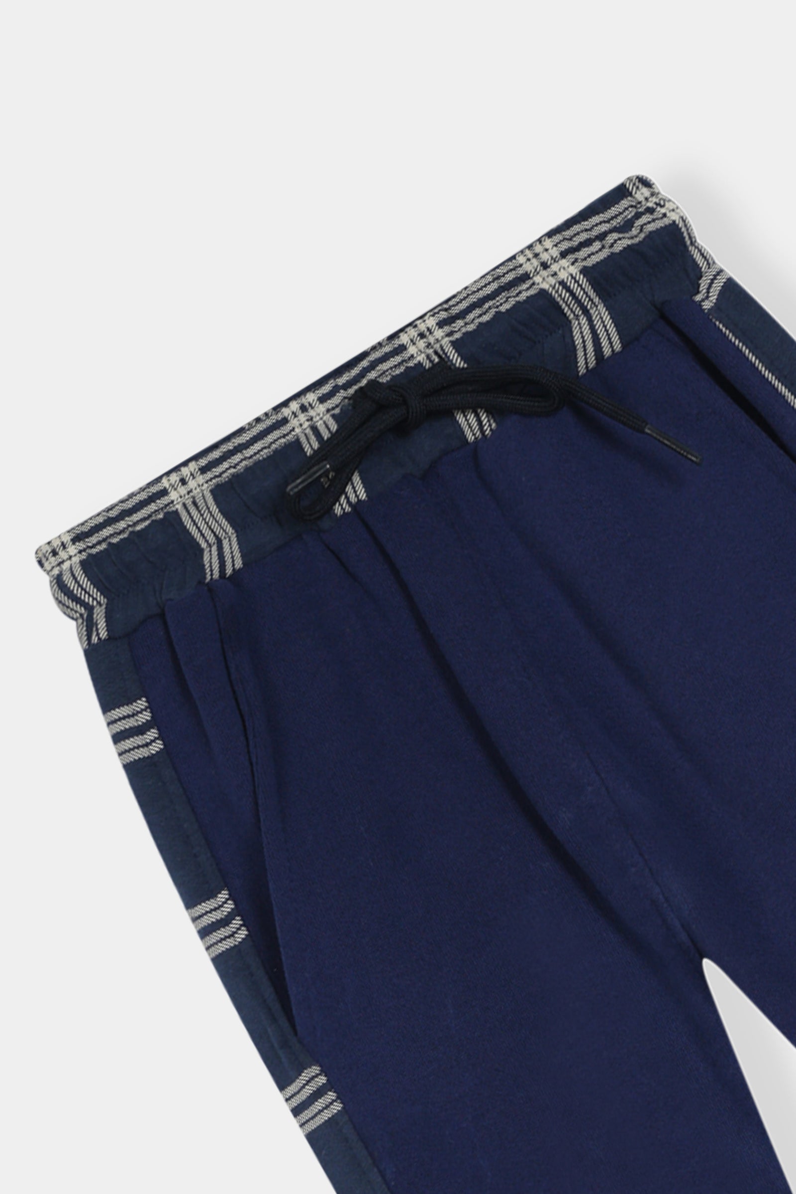 Boys Navy Grid Stripe Hoodie & Jogger Set