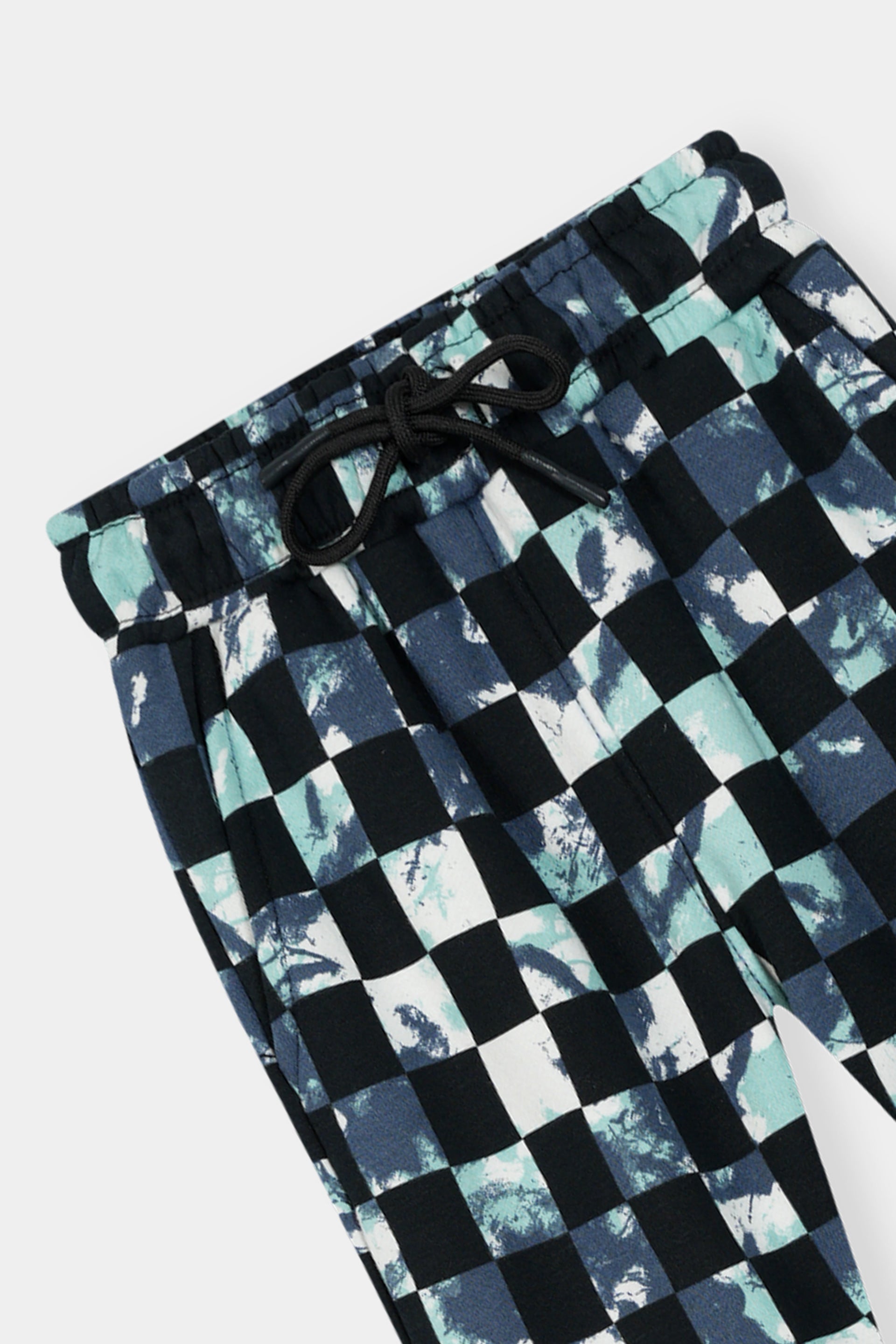 Stylish Black Hoodie and Jogger Set with Blue Checkered Accents For Boys