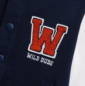 Kids Premium Quality Base Ball Embroidered Fleece Navy Jacket