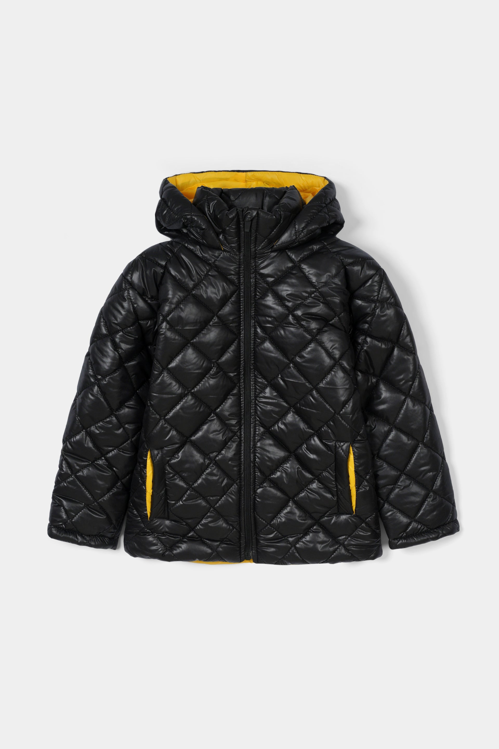 Black Dimond Quilt Hoodie Jacket