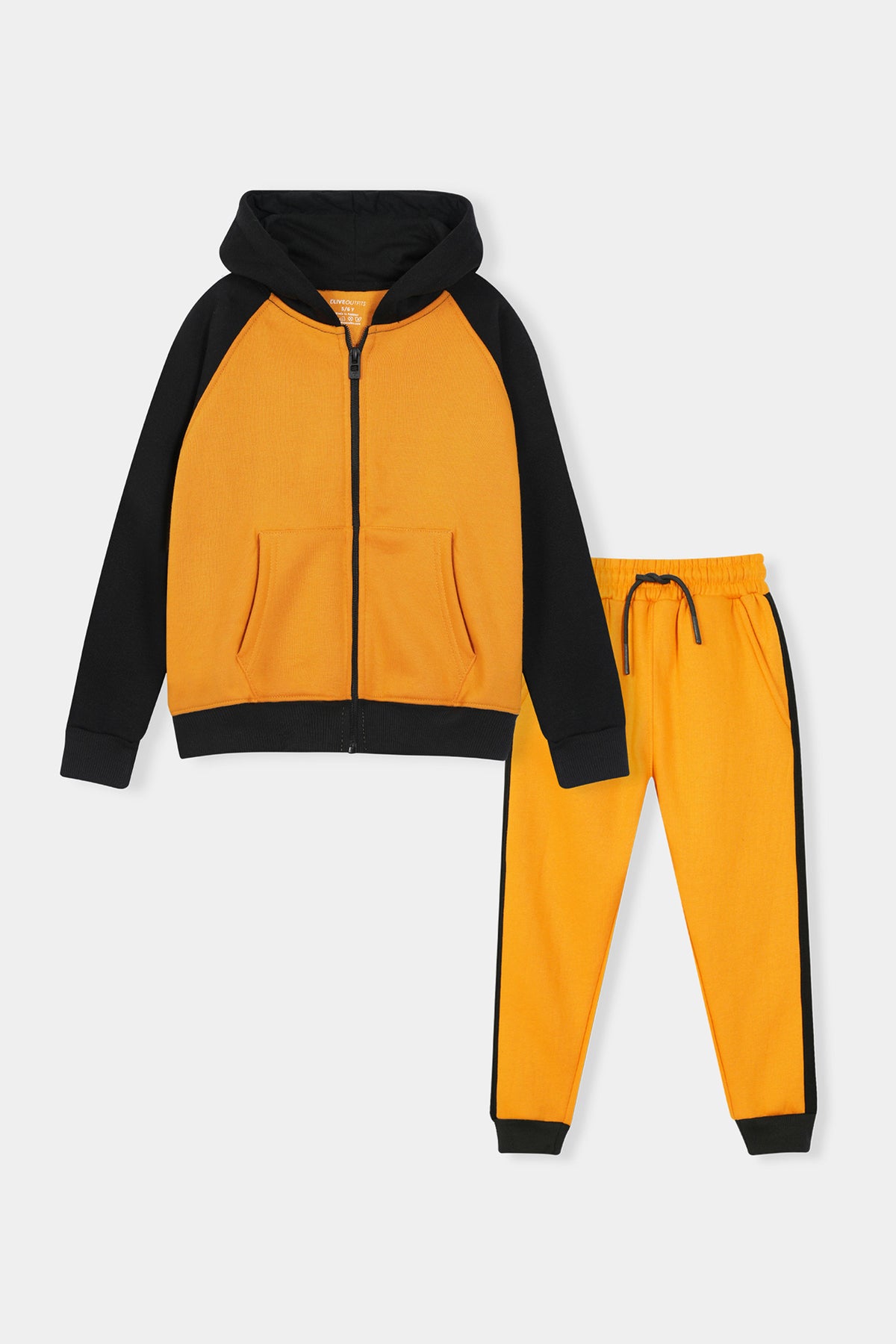 Bold Orange & Black Zip-Up Hoodie Set (unisex)