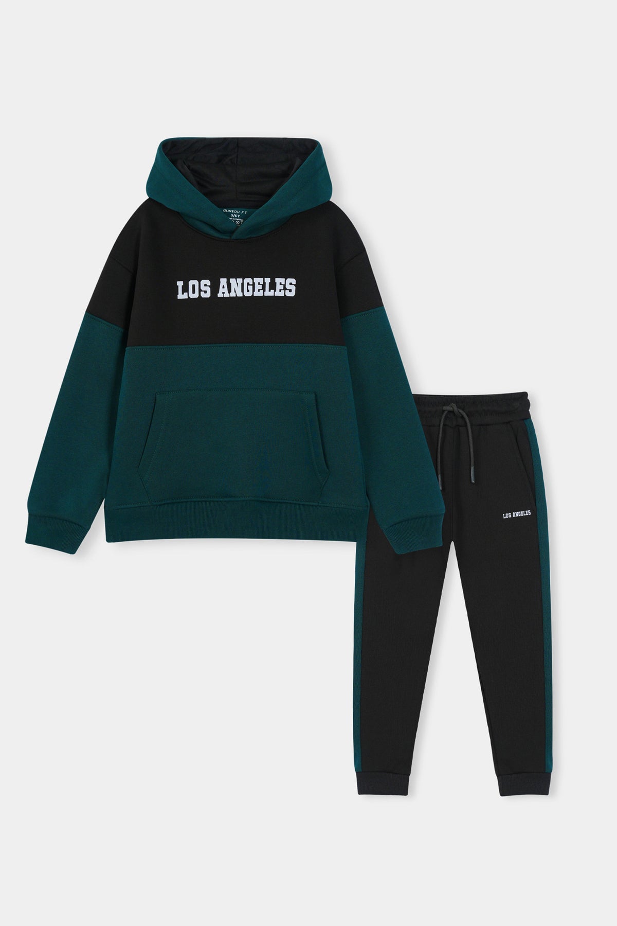 Boys Los Angeles Colorblock Hoodie &amp; Jogger Set – Teal &amp; Black