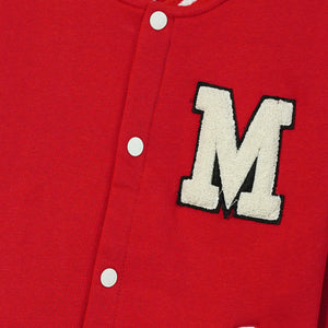 Kids Premium Quality Base Ball Embroidered Fleece Red Jacket