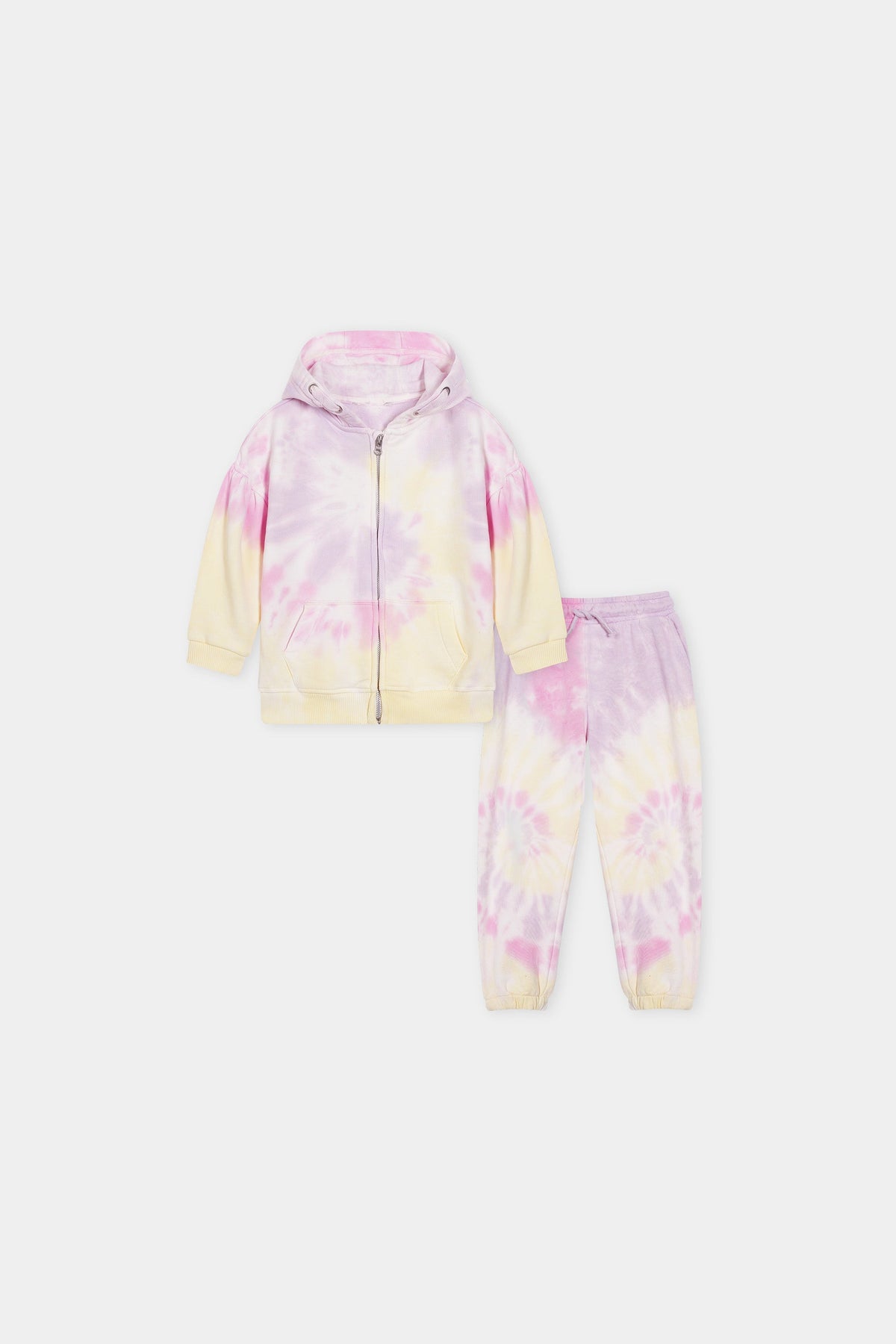 Pastel Tie-Dye Cozy  Hoodie and Jogger Set For Girls