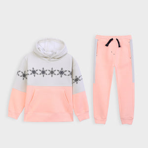 Girls Cut & Sew Graphic Fleece Panel TrackSuit