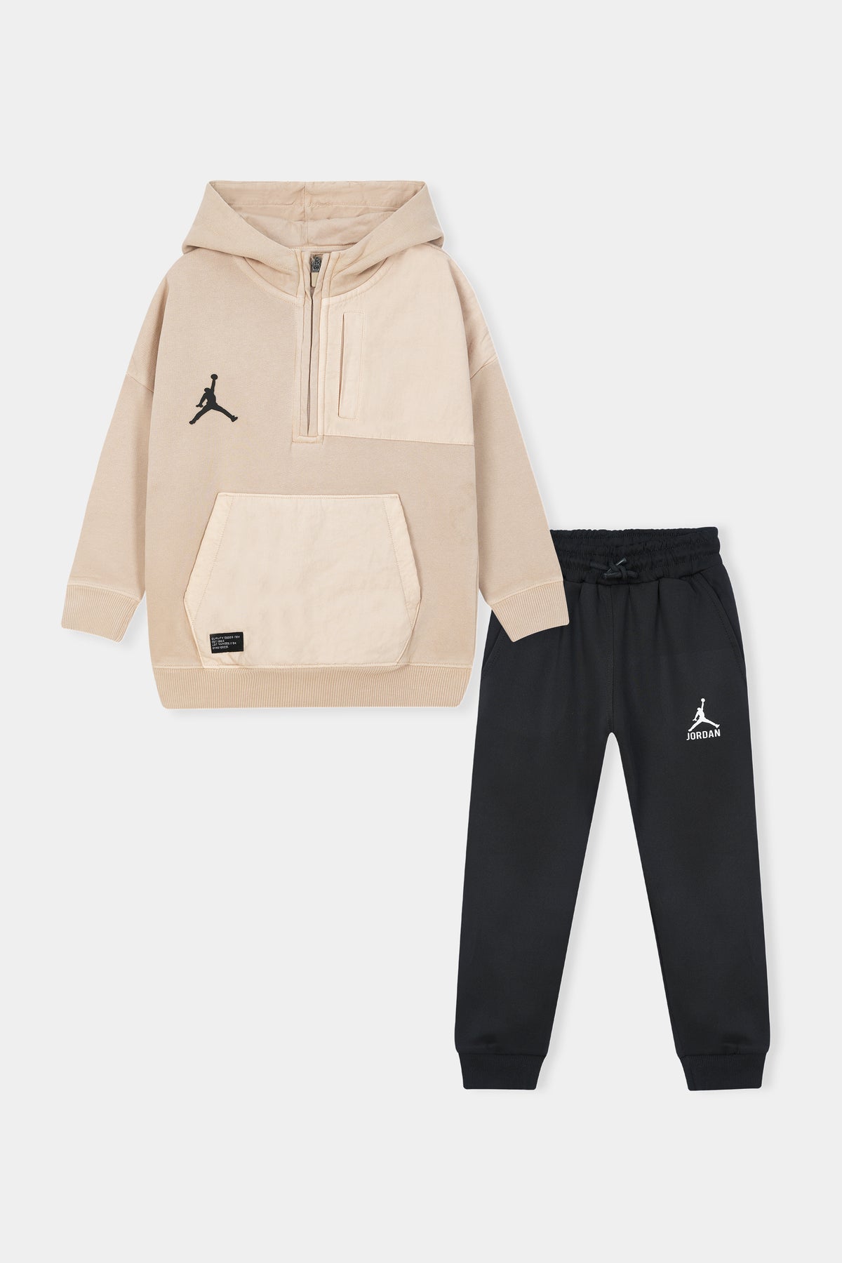 Jordan Essentials Hoodie &amp; Jogger Set – Beige &amp; Black