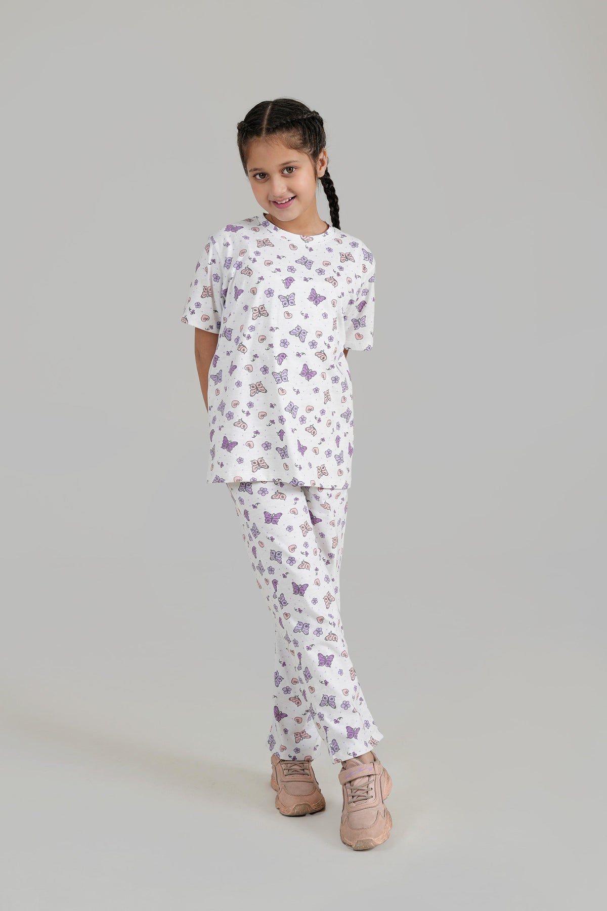 Girls All-Over Printed Soft Cotton Night Suit1