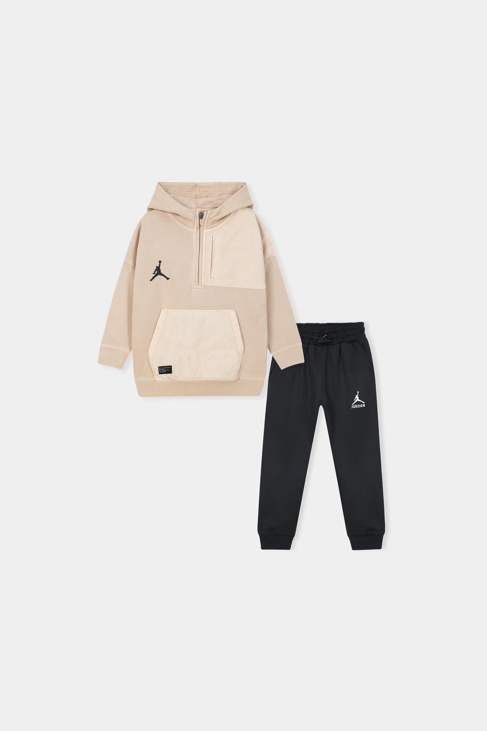 Jordan Essentials Hoodie & Jogger Set – Beige & Black
