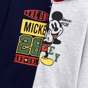 Premium Quality Soft Cotton Cut & Sew Mickey Printed Fleece Zipper Hoodie Suit For Kids