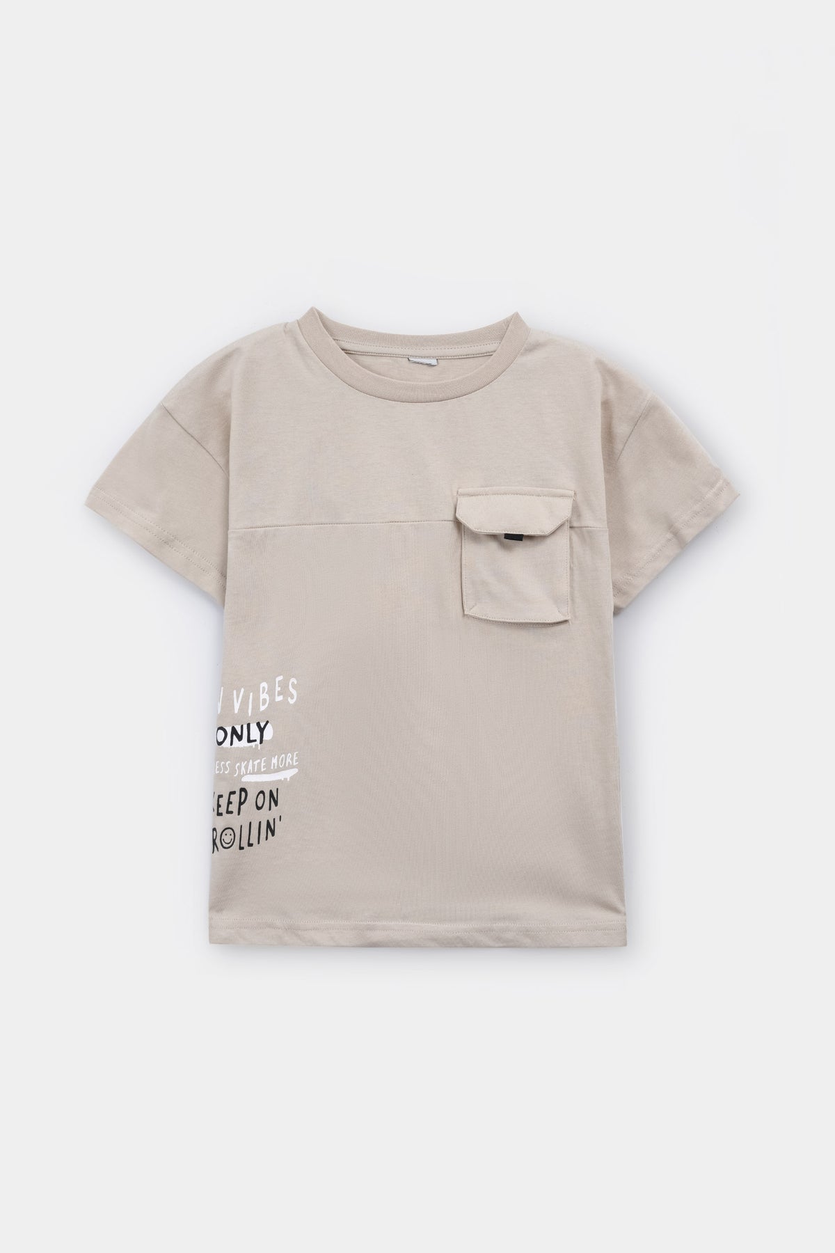 Boys Flip Pocket Printed Cotton T-Shirt