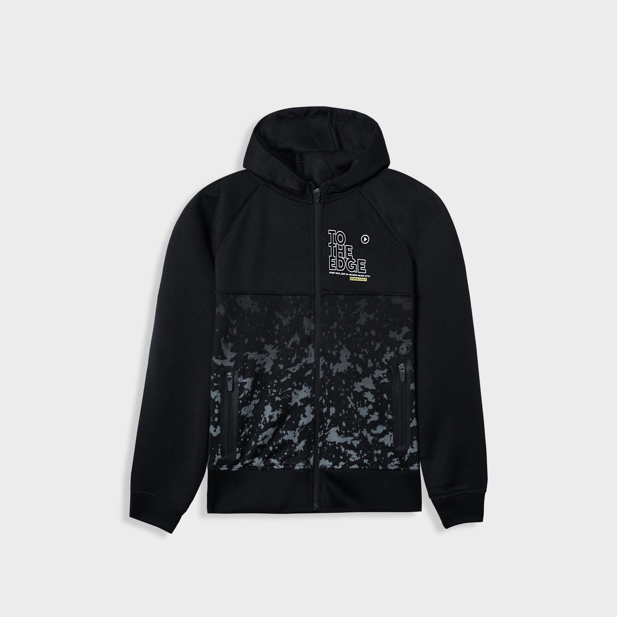 Premium Quality Black Camo Panel Printed Terry Hoodie For Boys