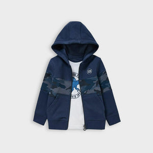 Premium Quality Blue Camo Print Fleece Zipper Hoodie For Kids (121387)