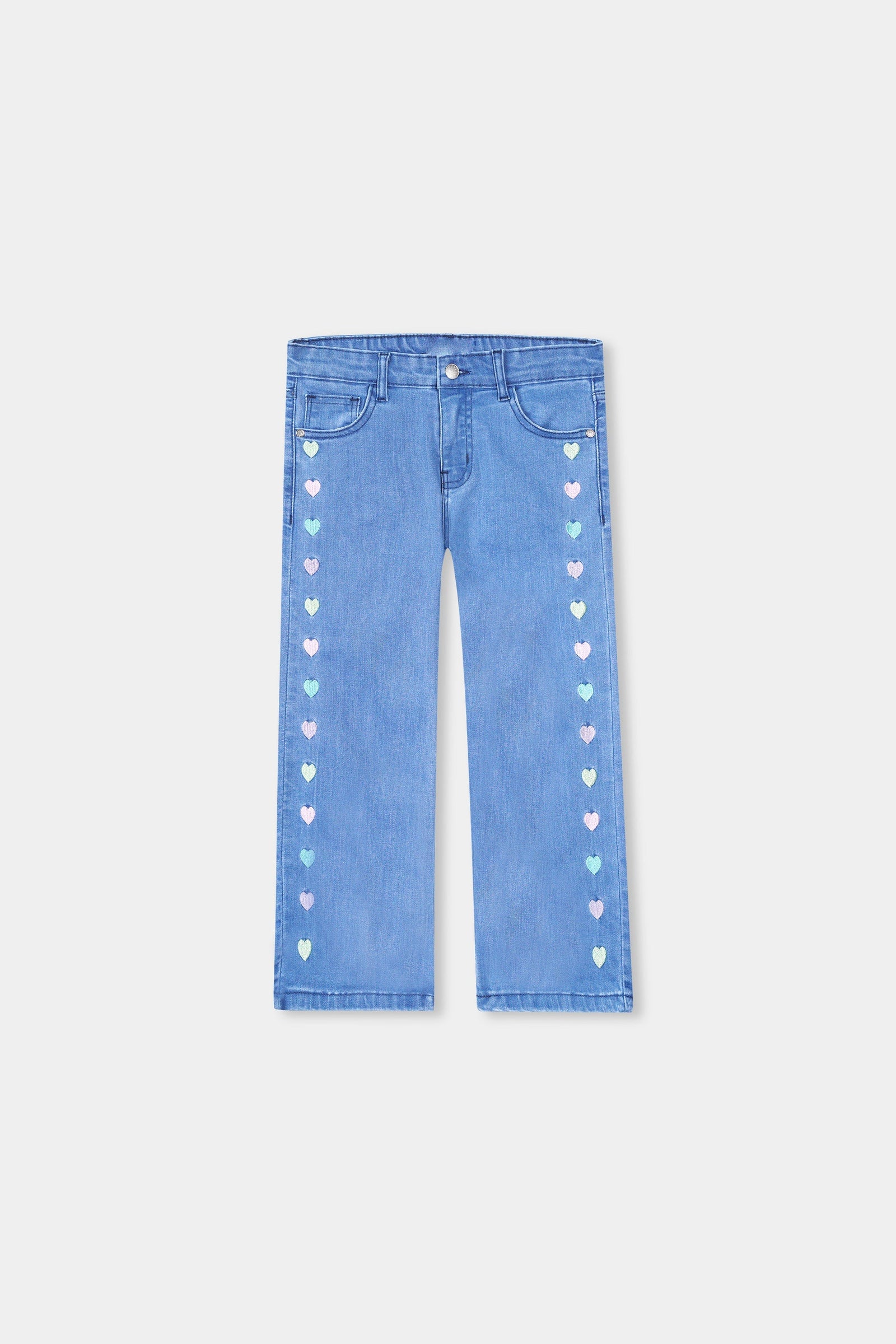 Girls Embroidered Wide Leg Jeans