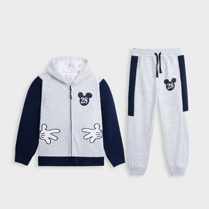 Kids Premium Quality "Mickey" Printed Fleece Gray Tracksuit