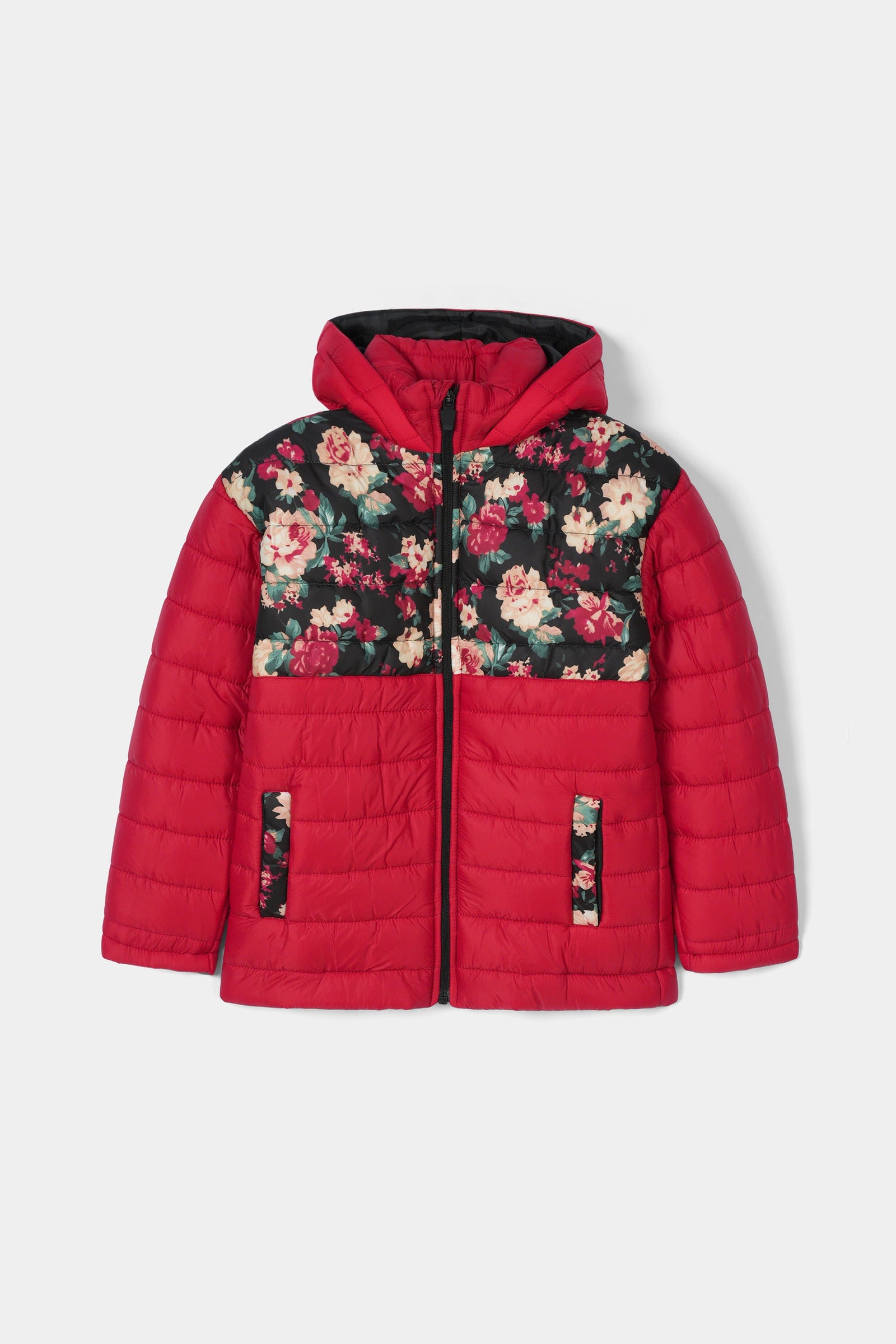 Girls Printed Red Hoodie Jacket