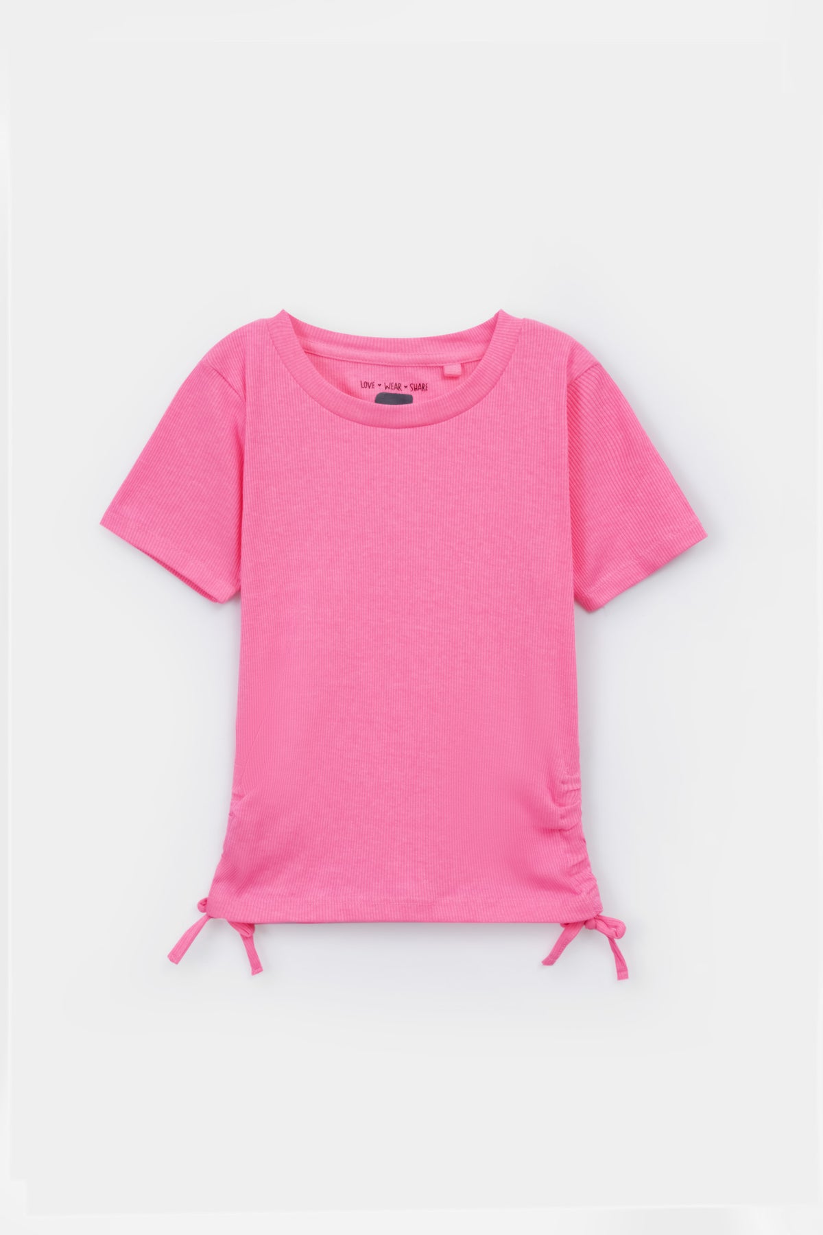 Girls Fashion Soft Cotton Pink Rib T-Shirt