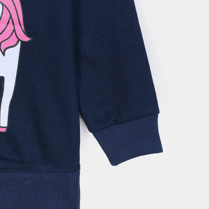 Girls Premium Quality Printed Fleece Navy Suit