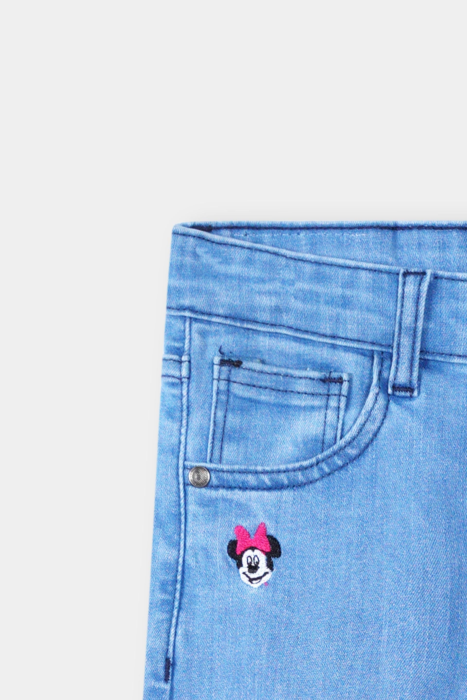 All Over Minnie Embroidered Girl's Wide Leg Jeans