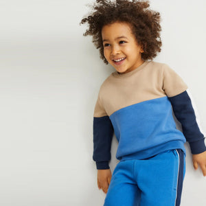 Premium Quality Color Block Soft Fleece Sweatshirt For Kids (121571)