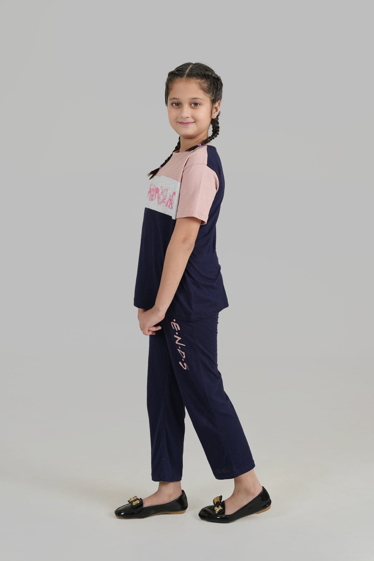 Girls Color Block Printed Soft Cotton Suit