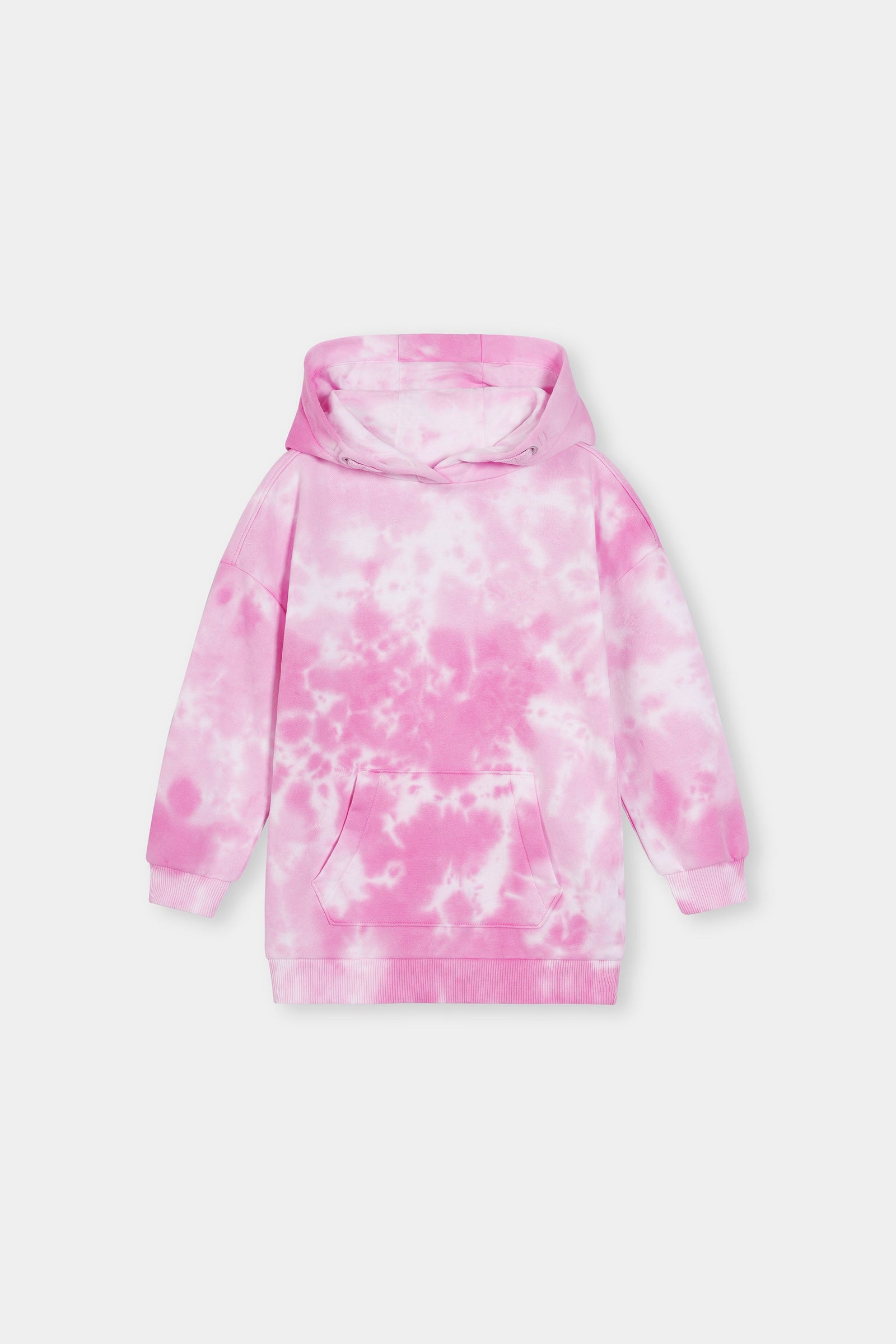 Pink Tie-Dye Hoodie – Pullover Style with Front Kangaroo Pocket For Girls