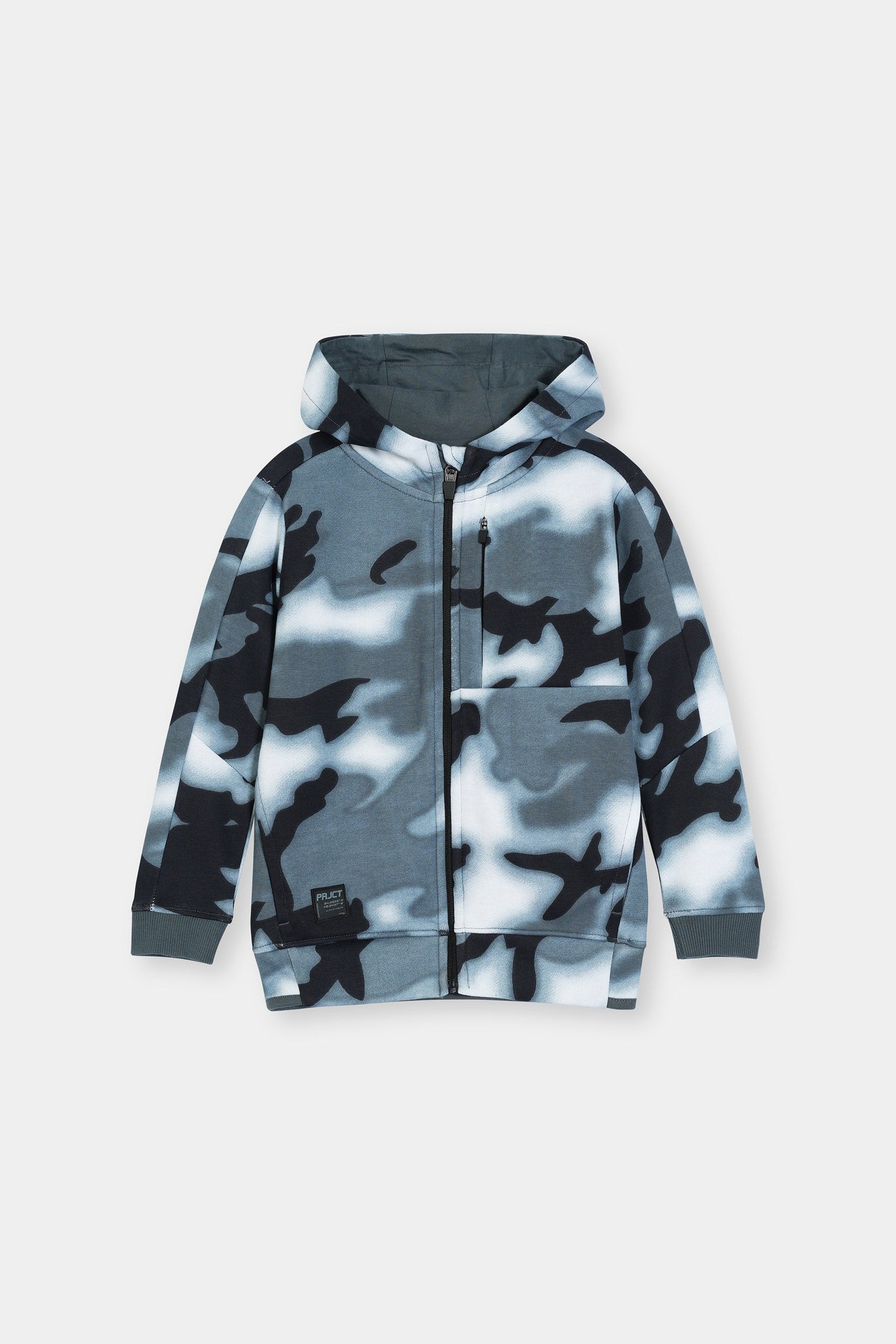 Boys Monochrome Camo Zip-Up Hoodie