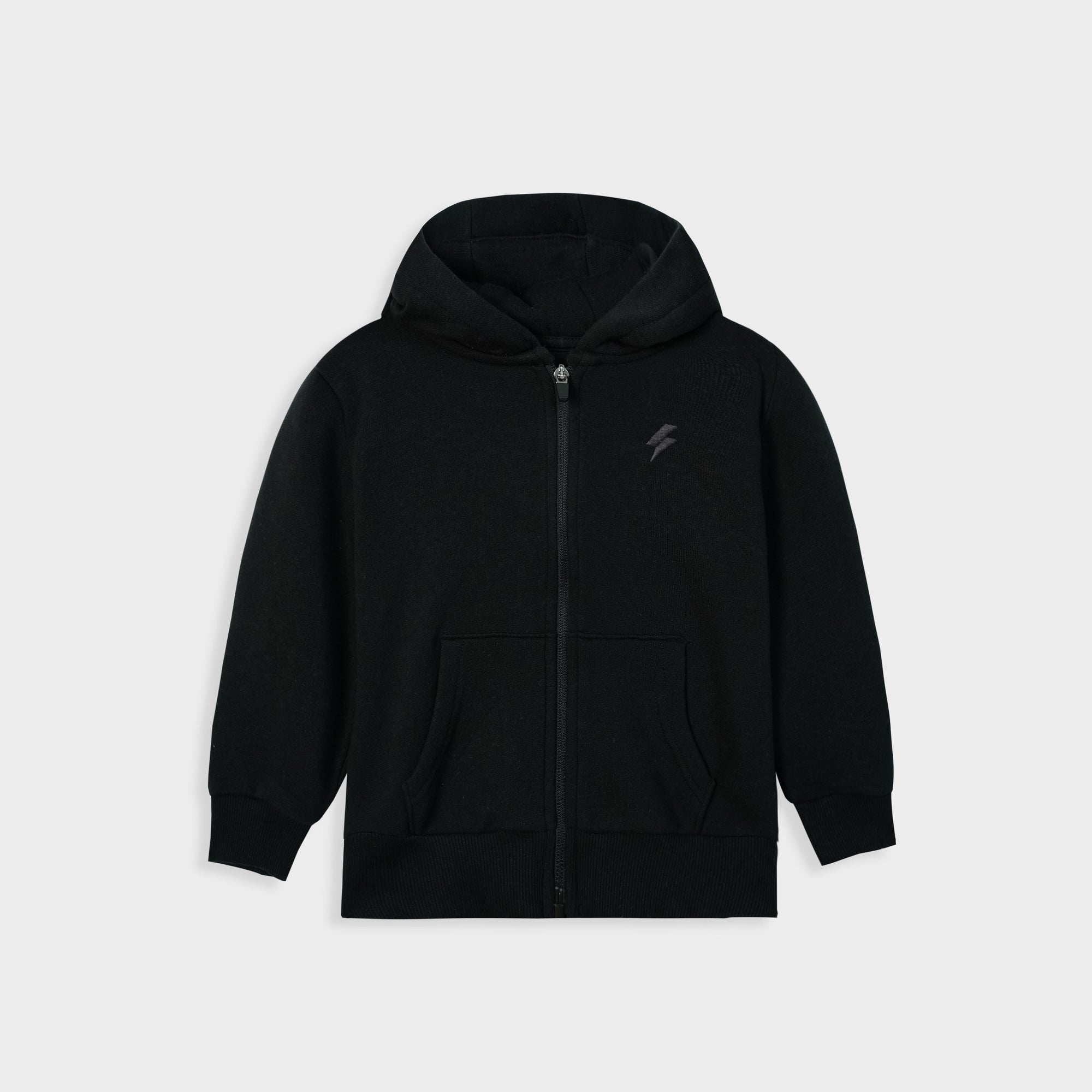 Kids Premium Quality Embroidered Fleece Black Zipper Hoodie