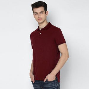 Burgundy Basic Soft Cotton Pique Polo Shirt For Men (120640)