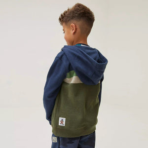 Exclusive Quality Color Block Brushed Fleece Zipper Hoodie For Kids (121478)