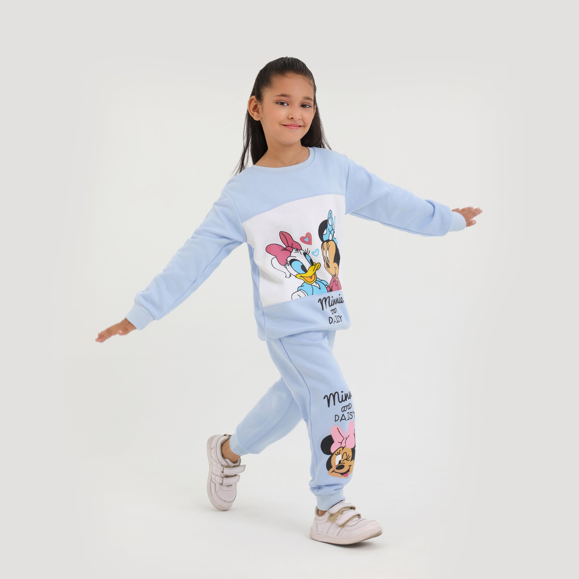 Premium Quality Soft Cotton "Minnie & Daisy" Printed Fleece Sky Suit For Girls