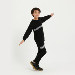 Kids Premium Quality Printed Fleece Black Suit