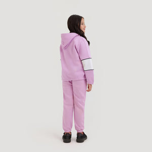 Premium Quality Pink Printed Fleece TrackSuit For Girls